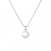 Colier cu perla naturala alba si lantisor argint DiAmanti SK20109P-W-G